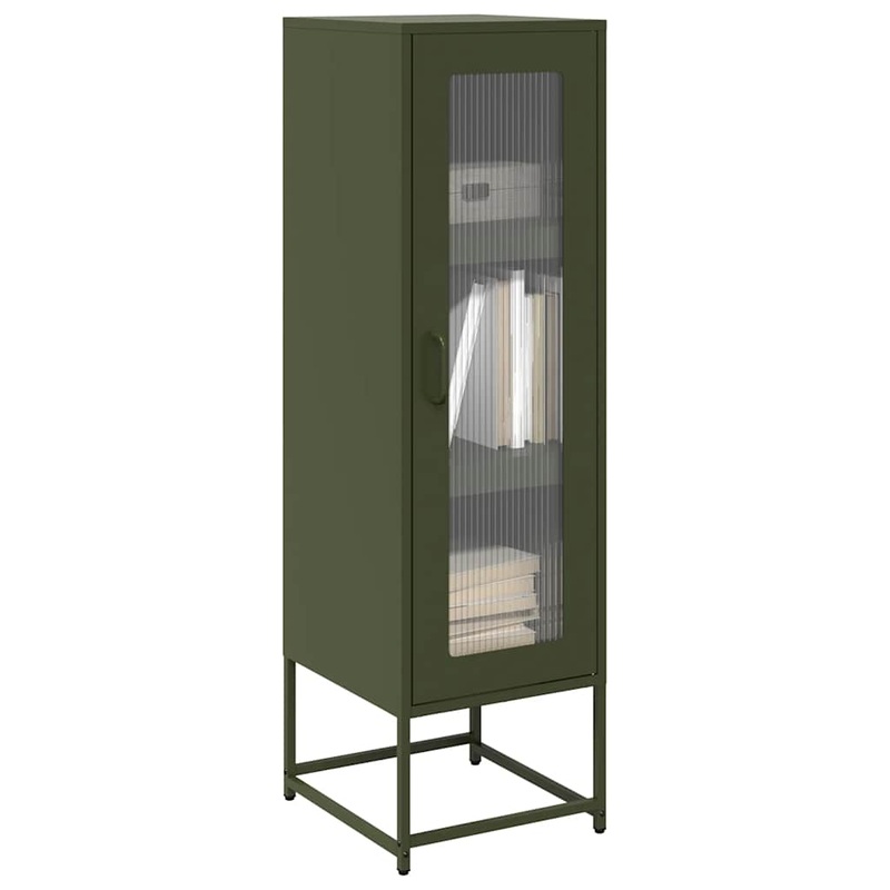 Buffet haut vert olive 36x39x123 cm acier lamin  froid