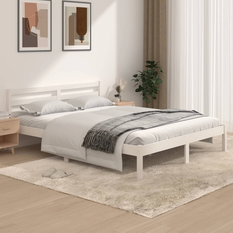 Cadre de lit sans matelas 150x200 cm blanc