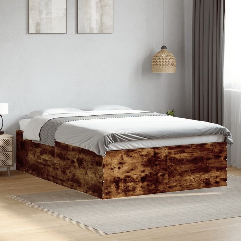 Cadre de lit sans matelas chne fum 120x190 cm