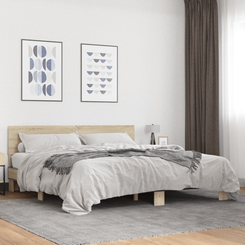 Cadre de lit sans matelas chne sonoma 180x200 cm