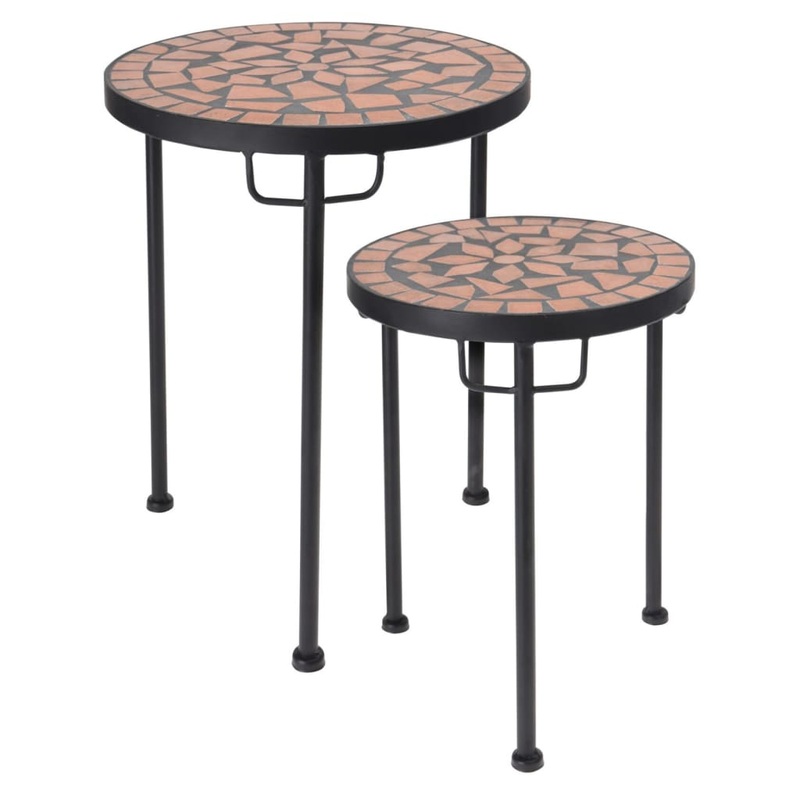 Ensemble de tables d'appoint 2 pcs avec dessus en mosaque