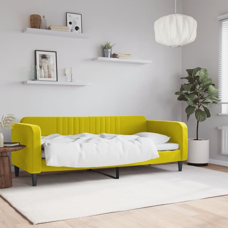 Lit de repos sans matelas jaune 80x200 cm velours