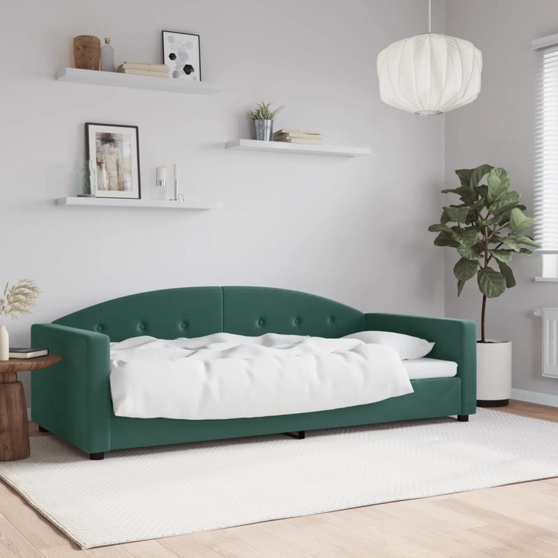 Lit de repos sans matelas vert fonc 90x200 cm velours
