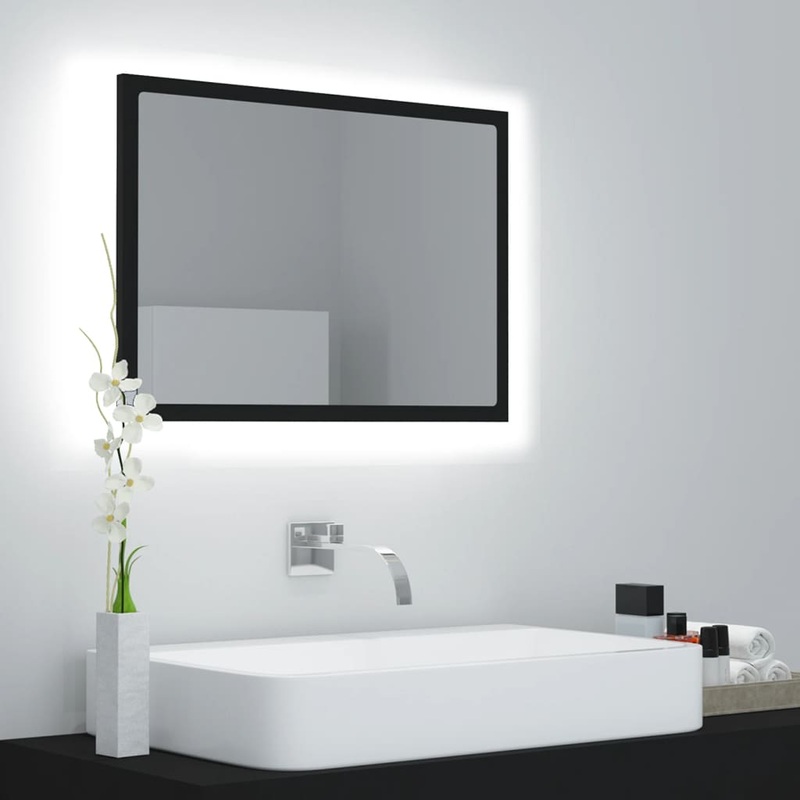 Miroir  LED de salle de bain Noir 60x8,5x37 cm Acrylique