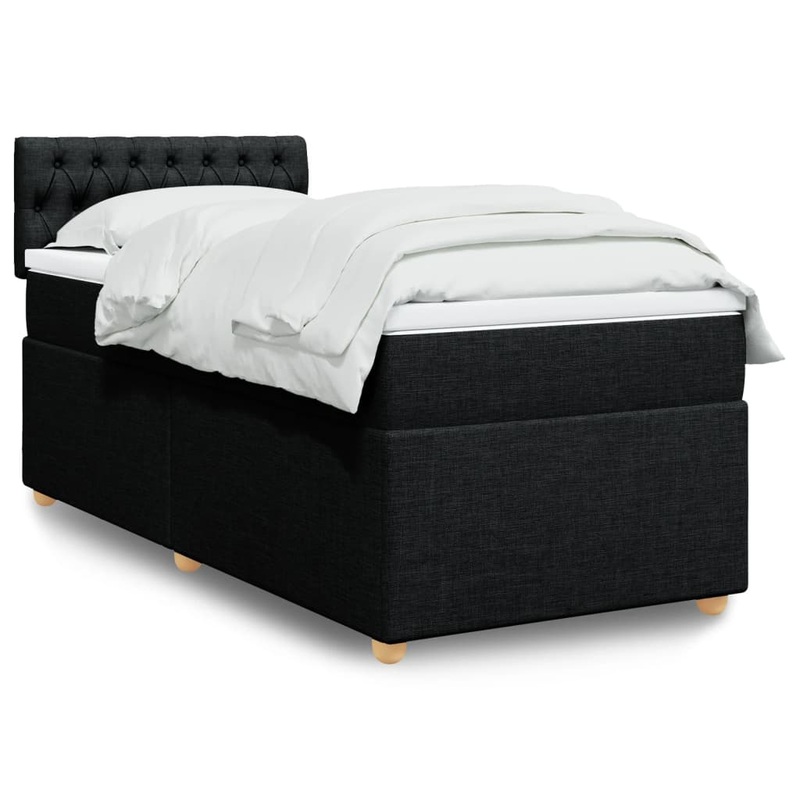 Sommier  lattes de lit avec matelas Noir 90x200 cm Tissu