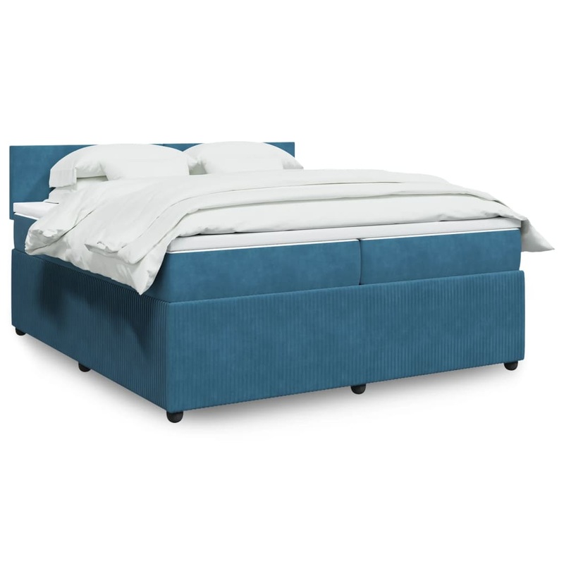 Sommier  lattes de lit et matelas Bleu 200x200 cm velours