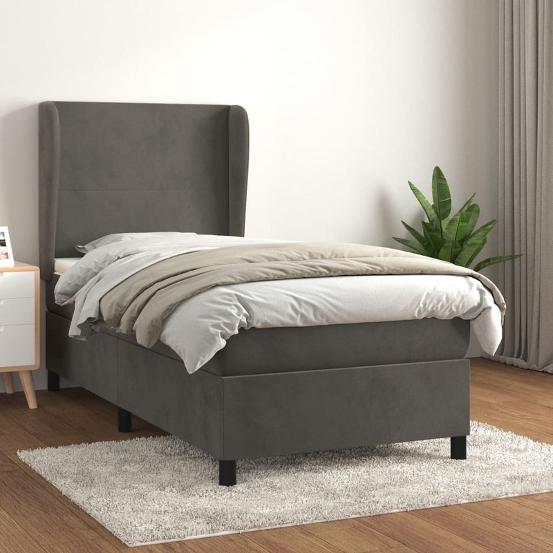 Sommier  lattes de lit et matelas Gris fonc 90x190 cm Velours