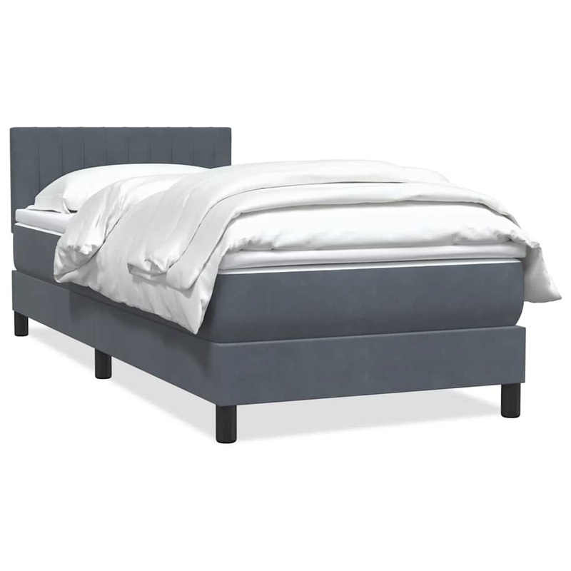 Sommier  lattes de lit et matelas gris fonc 90x210 cm velours
