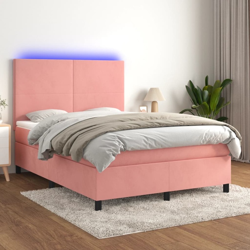 Sommier  lattes de lit et matelas LED Rose 140x200 cm Velours