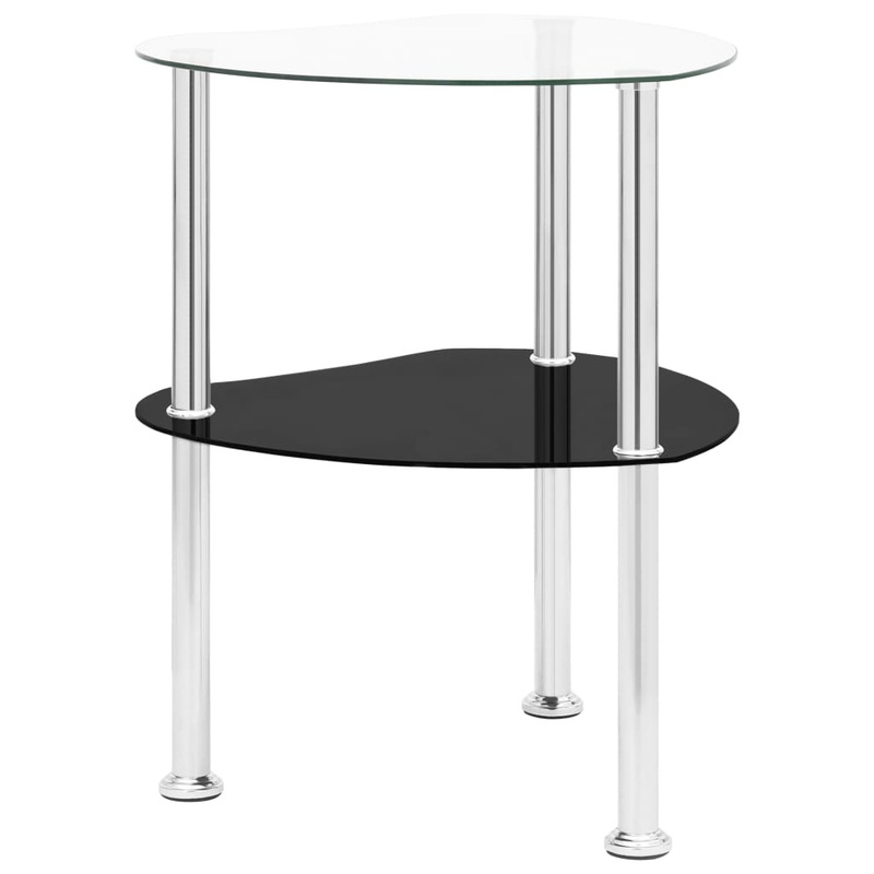 Table 2 niveaux Transparent et noir 38x38x50 cm Verre tremp
