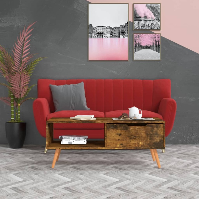 Table basse Chne fum 100x49,5x43 cm Bois d'ingnierie