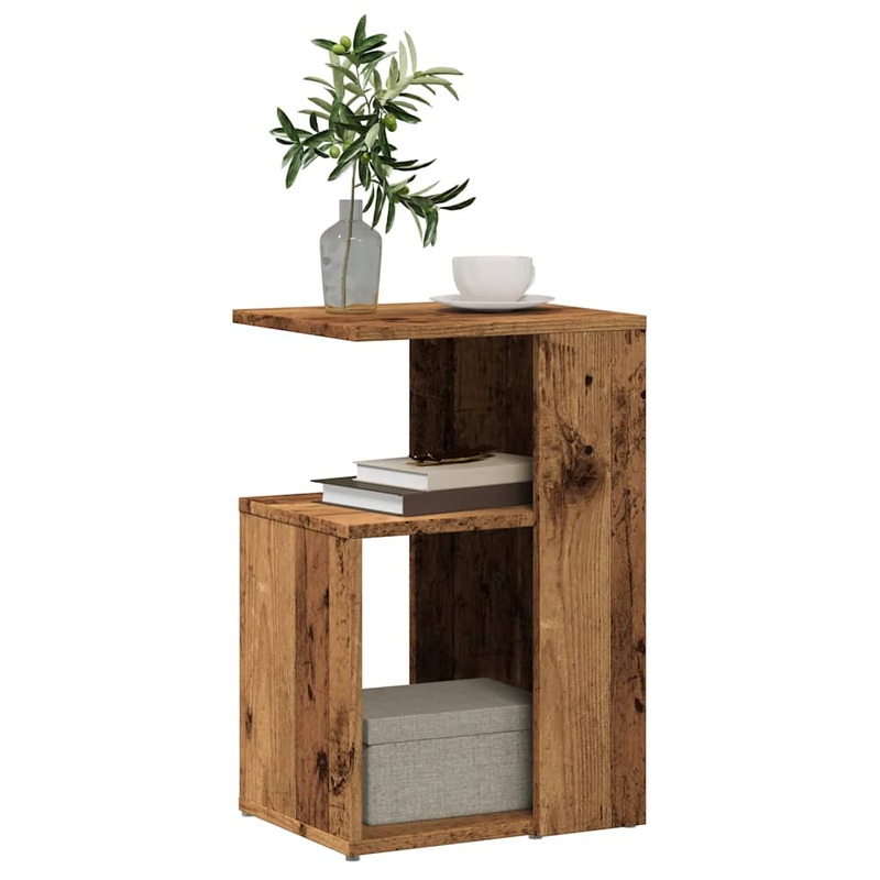 Table d'appoint vieux bois 36x30x56 cm bois d'ingnierie