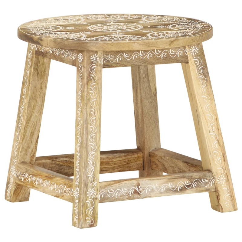 Tabouret peint  la main 38x38x35 cm Bois de manguier solide