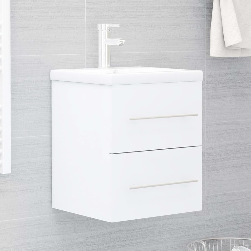 Armoire d'vier avec lavabo intgr Blanc Agglomr