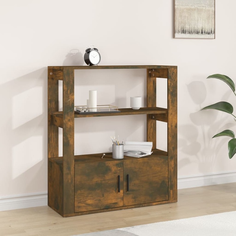 Buffet Chne fum 80x30x90 cm Bois d'ingnierie