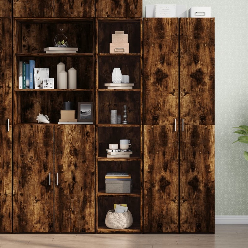 Buffet haut chne fum 40x41x185 cm bois d'ingnierie