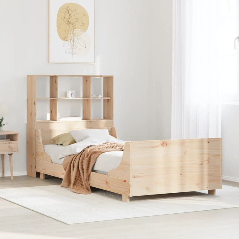 Lit bibliothque sans matelas 75x190 cm bois massif