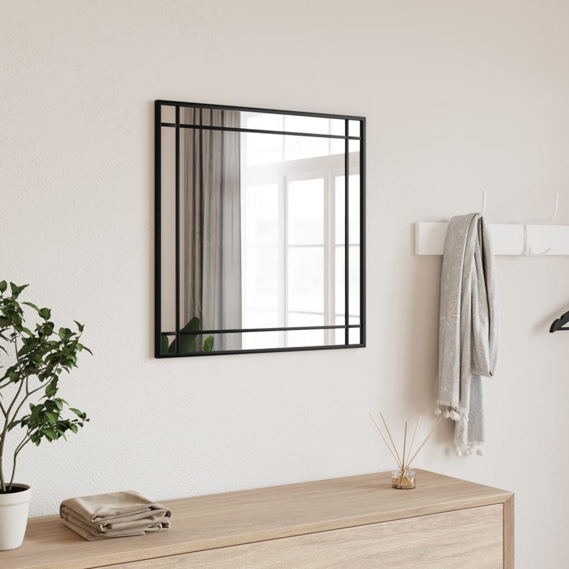 Miroir mural noir 60x60 cm carr fer