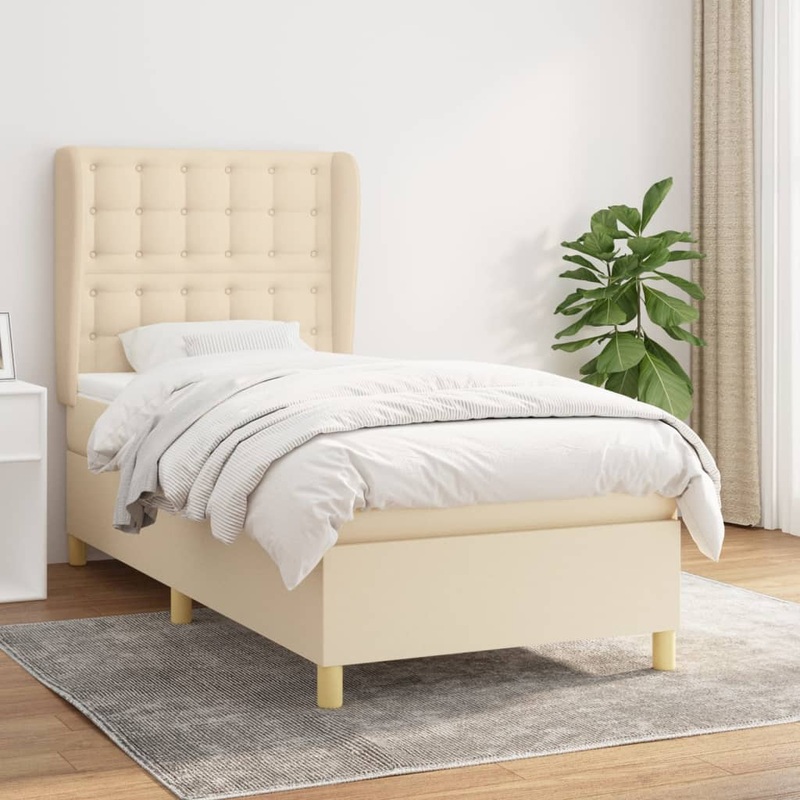 Sommier  lattes de lit avec matelas Crme 80x200 cm Tissu