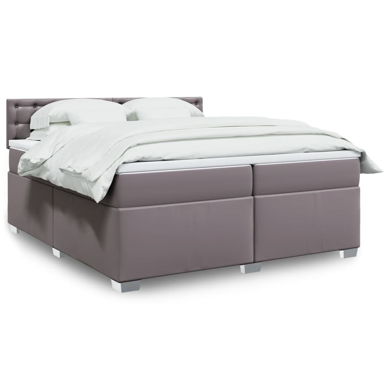 Sommier  lattes de lit avec matelas Gris 200x200 cm Similicuir