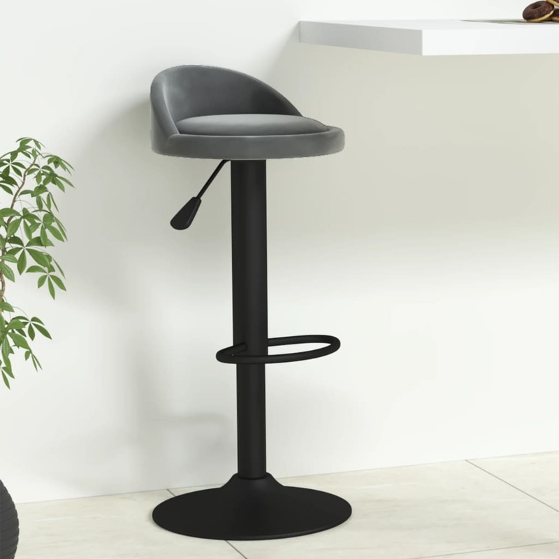 Tabouret de bar Gris fonc Velours