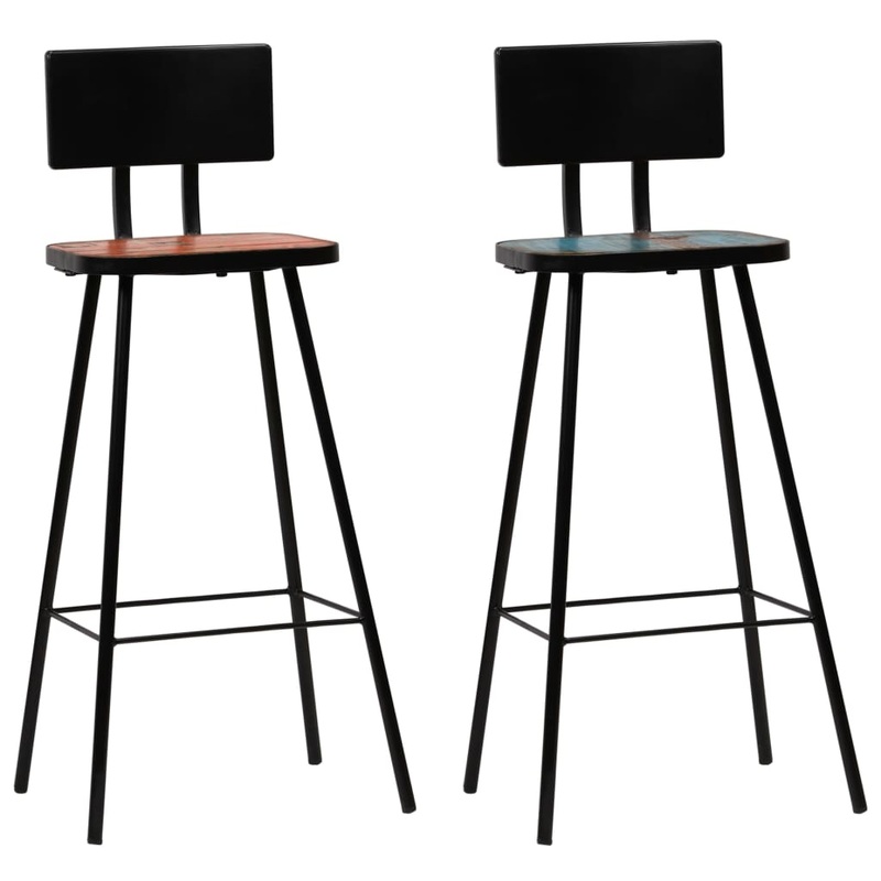 Tabourets de bar lot de 2 bois massif de rcupration