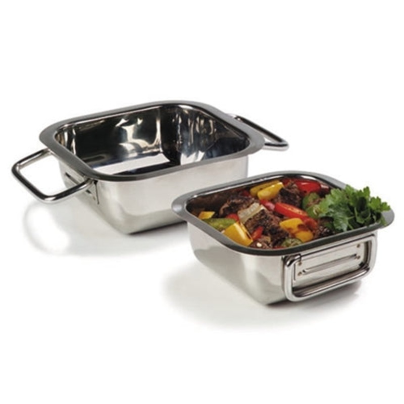 Carlisle Balti Square Display Dish with Handles, 8", Stainless Steel, FINAL SALE