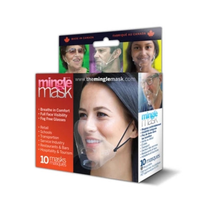 Mingle Mask Clear Plastic Face Mask, 10 Pack, FINAL SALE
