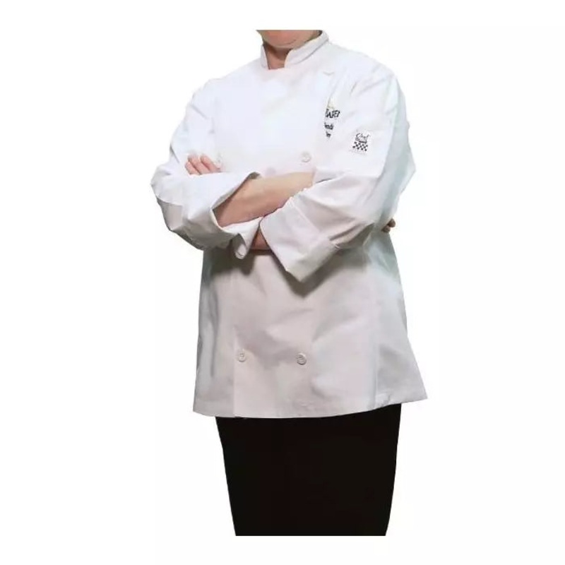 Chef Revival Ladies Long Sleeve Chef Jacket, Large, Poly Cotton, White, FINAL SALE