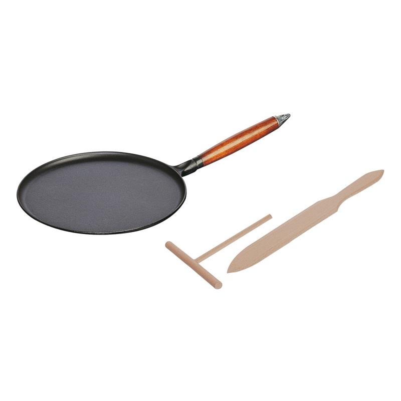 Staub Crpes Pfanne schwarz mit Holzgriff 3-tlg., 28cm 40509-525-0