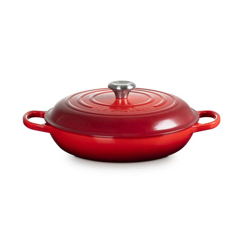 Le Creuset Pfanne Signature Gusseisen-Gourmet-Topf,  30cm, Kirschrot