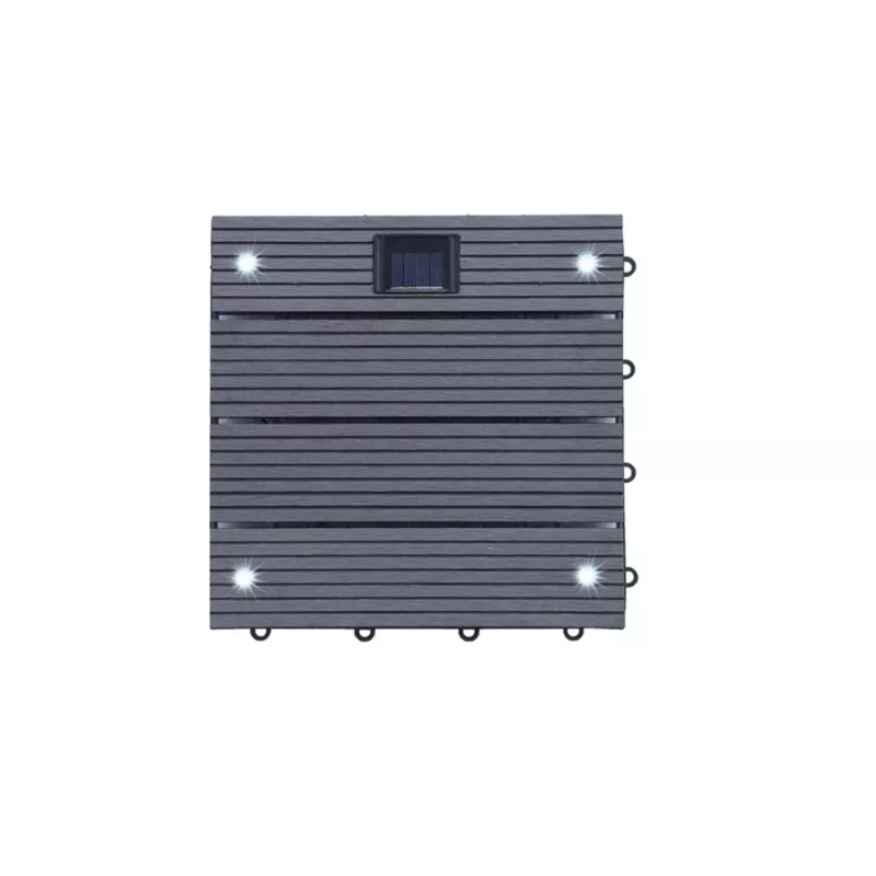 Spa Solutions WPC Klickfliesen WPC Klickfliese mit LED 1 m2 Grau