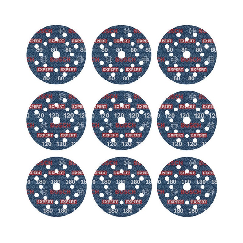 Bosch Zubehr Werkstatt Schleiffolien-Set 9-teilig G80/G120/G180 125mm 2.608.902.407