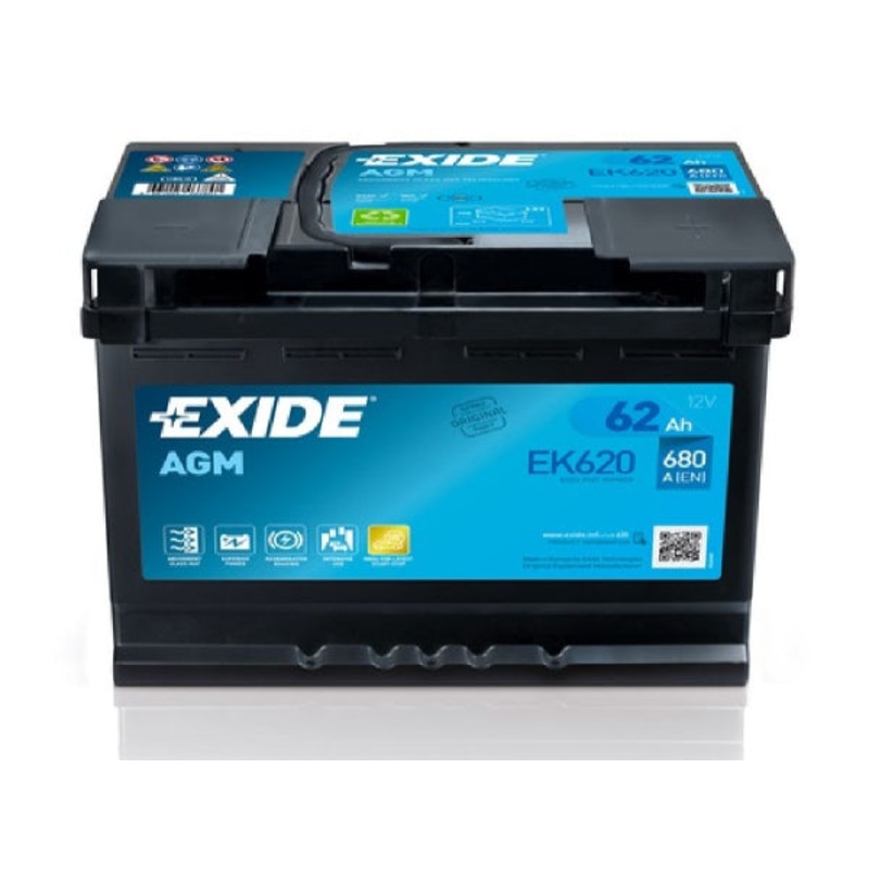 Exide Fahrzeugbatterie Start-Stop AGM 12V/62Ah/680A LxBxH 242x175x190mm/B13/S:0