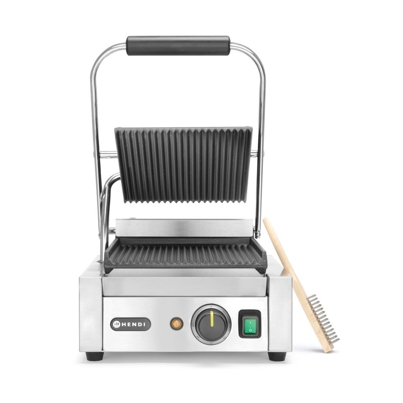 HENDI Kontaktgrill oben und unten gerillt, 230V/1800W