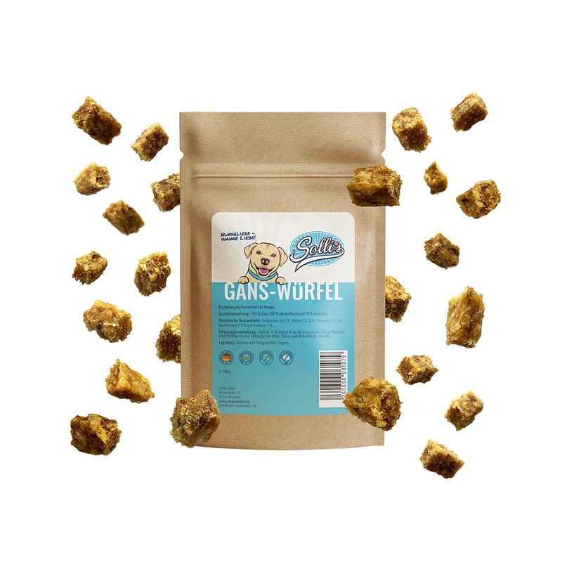 Sollis Hund Futter Solli`s Snack Hund Mini-Fleischwrfel Gans 100g