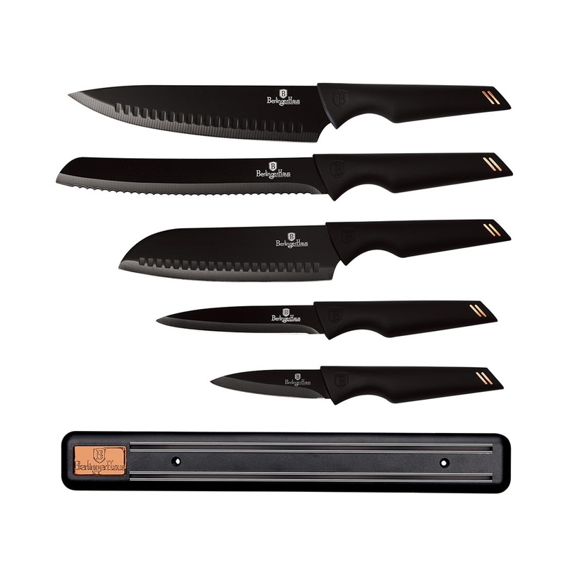 Berlinger Haus Kchenbedarf Haus  6-teiliges Messerset mit Magnetaufhnger Black Rose Collection/Monaco Collection