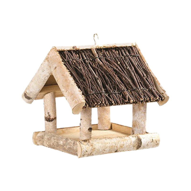 FS-STAR Zubehr Haushalt Vogelfutterhaus Birke/Reisigdach  26x26x25cm