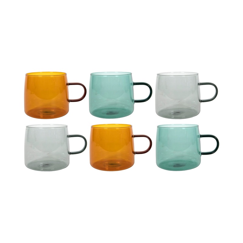 Tavola Kchenbedarf Becher aus farbigem Borosglas mit Henkel 500ml 6 Stk.