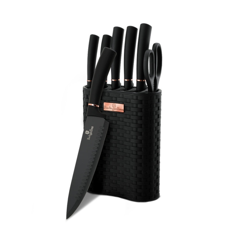 Berlinger Haus Kchenbedarf Haus 7-teiliges Messerset mit Messerblock Black Rose Collection