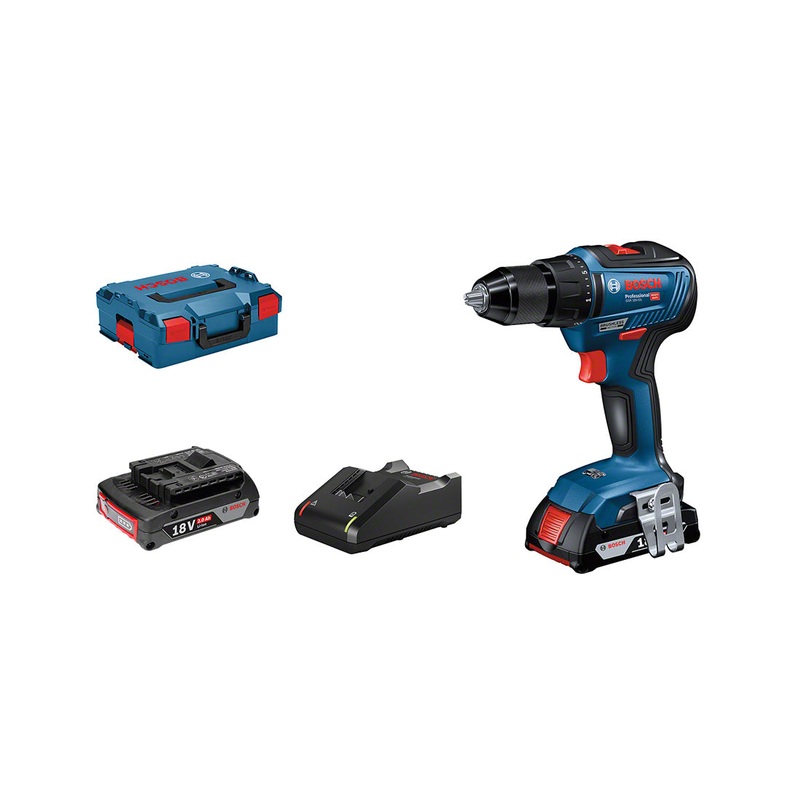 Bosch Professional Bohren & Schrauben GSR 18V-55 + 2 x 4.0 Ah PC + GAL18V-40 + L-BOXX