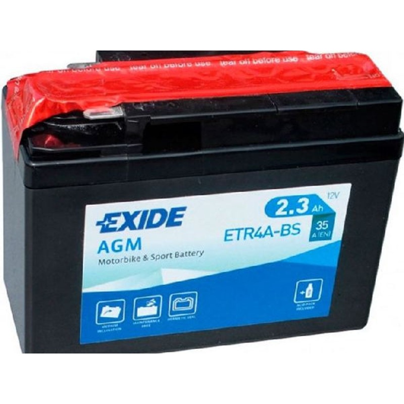 Exide Fahrzeugbatterie 12 Volt // 2.3 AH // 35 Amp. LxBxH : 113 // 48 // 85 // S:4