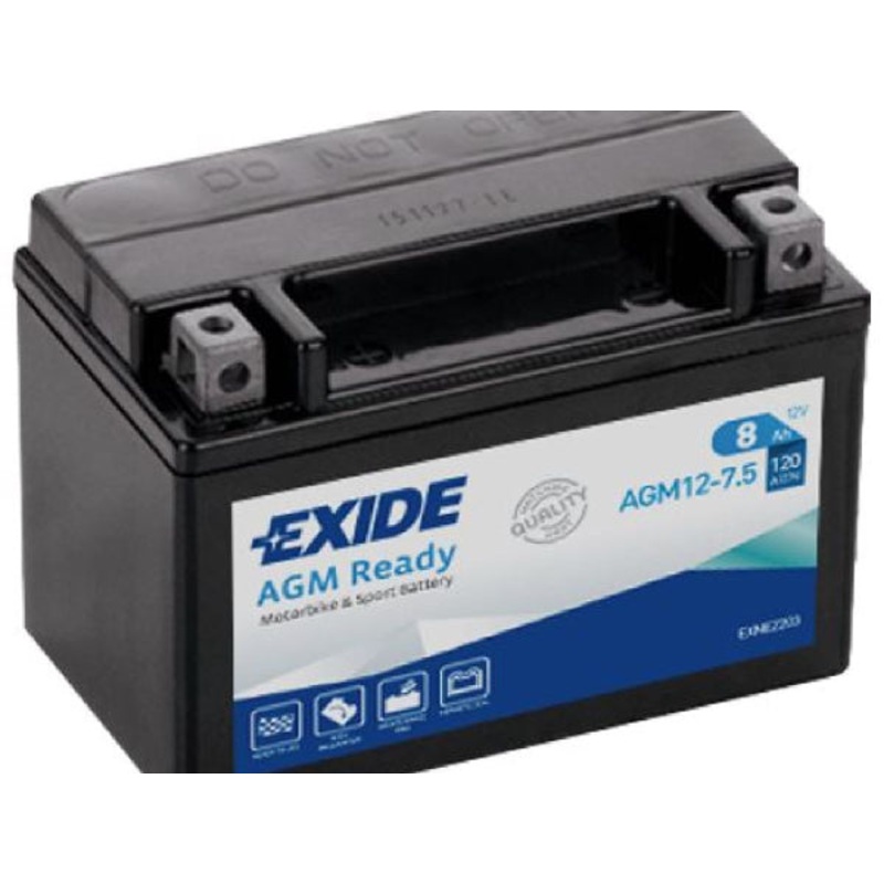 Exide Fahrzeugbatterie 12 Volt // 7 AH // 85 Amp. LxBxH : 150 // 65 // 100 // S:3