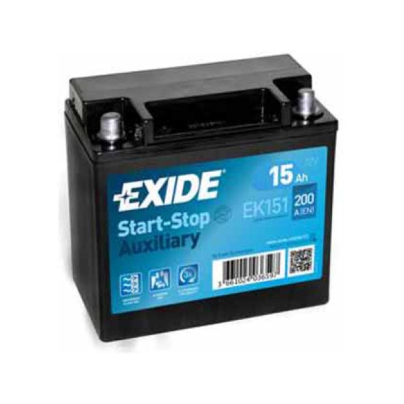 Exide Fahrzeugbatterie Backup 12V/15Ah/200A LxBxH 150x90x145mm/B0/S:1
