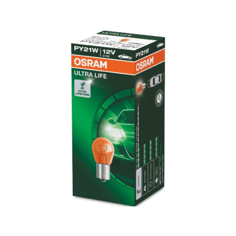 OSRAM Ersatzlampe gelb Ultra Life 12V 21W BAU15s