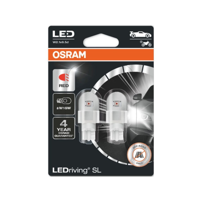 OSRAM Ersatzlampe LEDriving Red 12V W16W Doppelblister