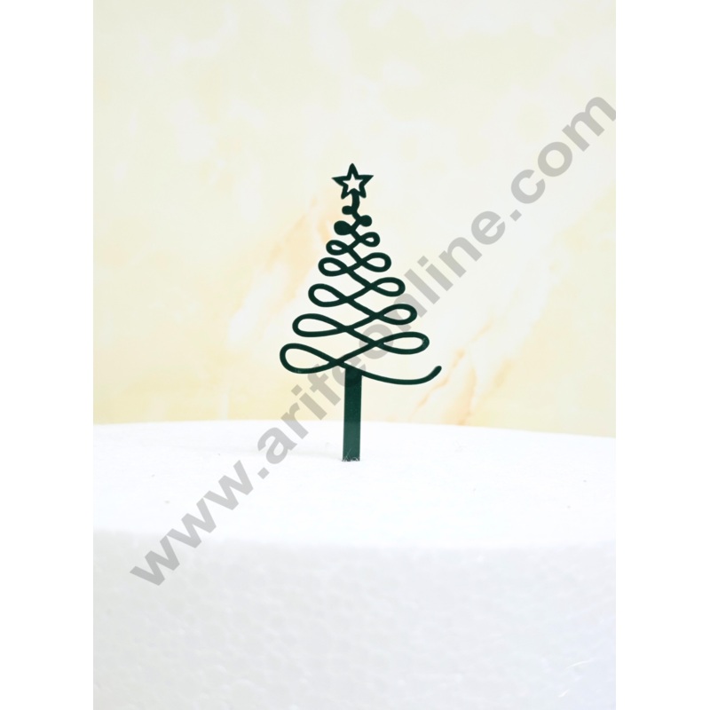 CAKE DECOR 3 inch Green Christmas Tree Cutout Cake Topper Cake Decoration | 10 piece pack (SBMT - 6033)
