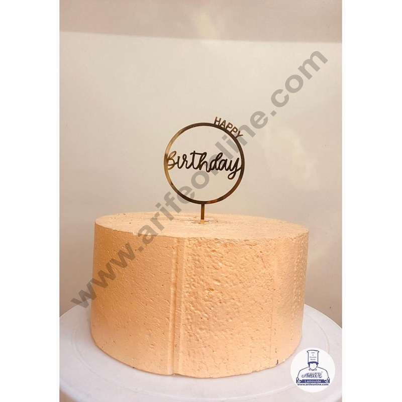 CAKE DECOR 5 inch Acrylic Round Happy Birthday Cake Topper Cake Decoration Dessert Decoration (SBMT-6038)