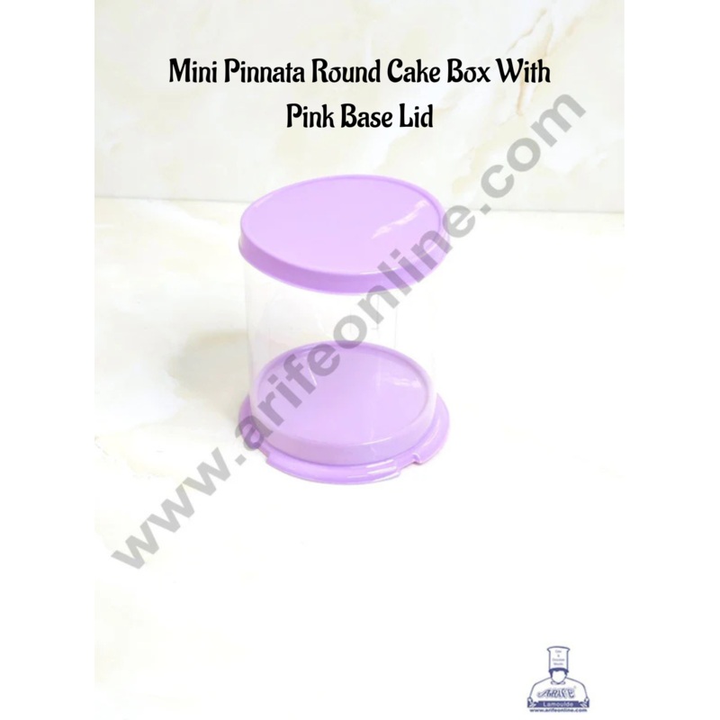 CAKE DECOR Mini Pinata Round Cake Box With Purple Base Lid | Gift Box | Hamper Box | Pinata Box | 1 piece box.