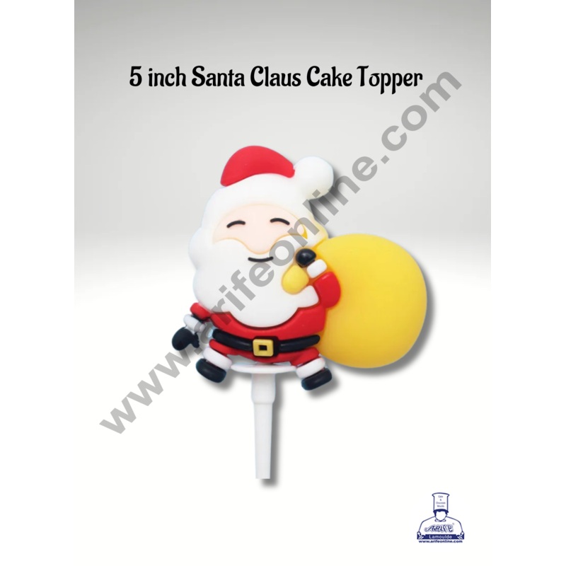 CAKE DECOR  5 inch Santa Claus Cake Topper Rubber Cake Topper - 1 Piece